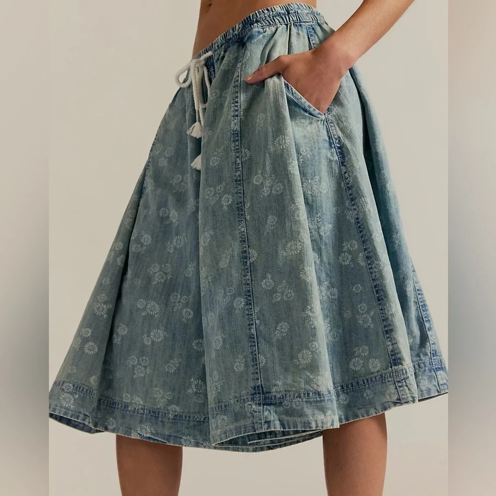 Free People We The Free Distant Lover Printed Culottes NWT Size Small Color: Sky - Picture 3 of 12